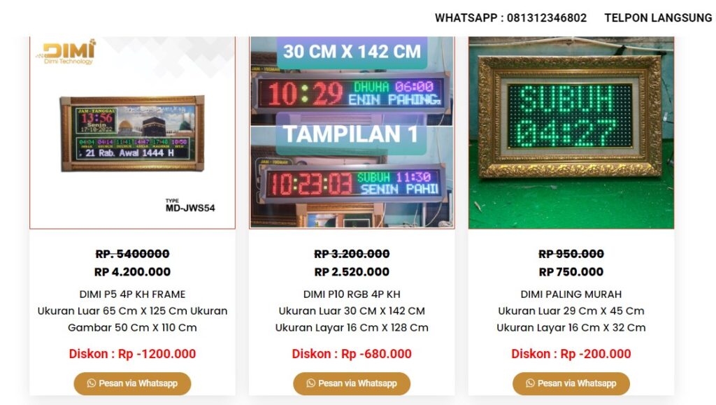 Daftar Harga Jam Digital Waktu Sholat